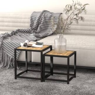 vidaXL Teepöydät 2 kpl MDF musta ja keltainen