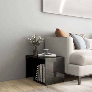 vidaXL Sivupöytä korkeakiilto harmaa 59x36x38 cm lastulevy