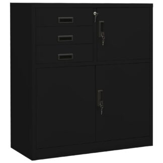 vidaXL Toimistokaappi musta 90x40x102 cm teräs