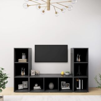 vidaXL TV-tasot 3 kpl harmaa 107x35x37 cm lastulevy