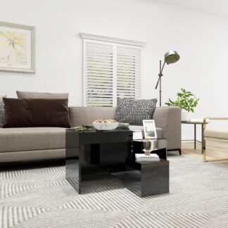 vidaXL Sarjapöydät 3 kpl korkeakiilto musta lastulevy