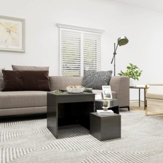 vidaXL Sarjapöydät 3 kpl korkeakiilto harmaa lastulevy