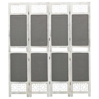 338555 vidaXL 4-Panel Room Divider Grey 140x165 cm Fabric