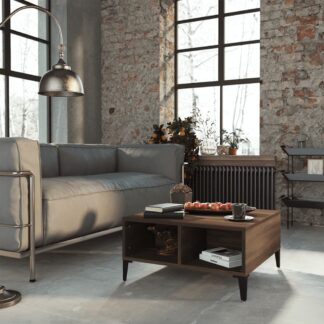 vidaXL Sohvapöytä ruskea tammi 60x60x30 cm lastulevy