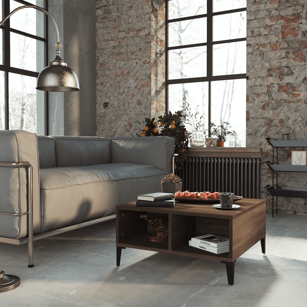 vidaXL Sohvapöytä ruskea tammi 60x60x30 cm lastulevy