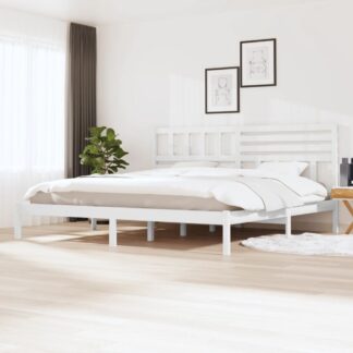 vidaXL Sängynrunko valkoinen täysi mänty 180x200 cm 6FT Super King