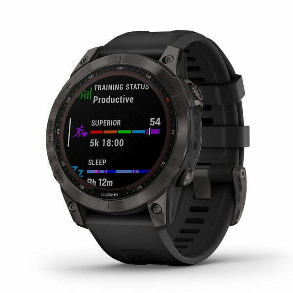 Garmin Fenix 7 Sapphire Solar, hiilenharmaa DLC-titaani ja musta ranneke 010-02540-21
