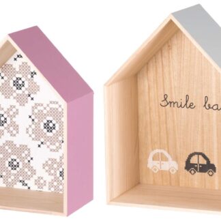 4Living talo hyllykkö 2 kpl harmaa/vaaleanpunainen