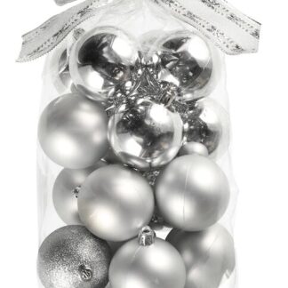 Joulukuusenpallot 24 kpl hopea 6 cm