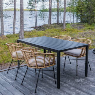 Saarni-Lehmus 4-hengen ruokailuryhmä musta/luonnonväri