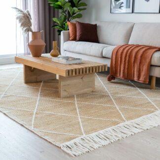 Sointu villamatto 200x290 cm okra/valkoinen