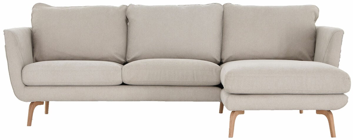 Floss divaanisohva oikea vaalea beige Bloq 05, valkotammi jalat