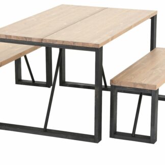 Honka 4-hengen ruokailuryhmä antiikkipetsattu/musta puujaloilla