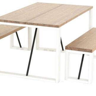 Honka 4-hengen ruokailuryhmä antiikkipetsattu/valkoinen puujaloilla