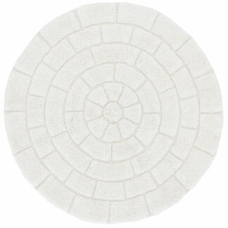 Kivikko puuvillamatto 120 cm pyöreä valkoinen