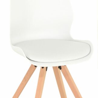 Puuteri tuoli valkoinen, puunväriset jalat