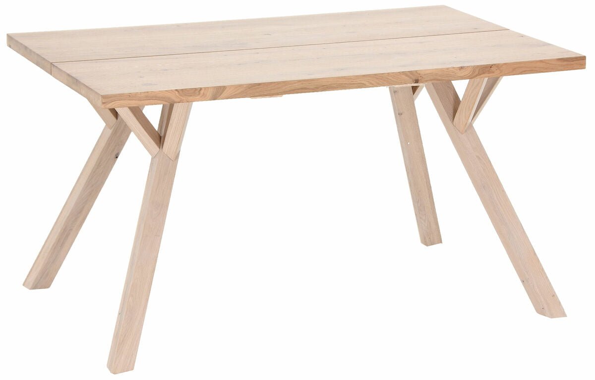 Tikli tammi lankkupöytä 140x90 cm lakattu tammi kansi, valkolakattu tammi jalka