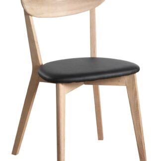 Rowico Ami tuoli valkolakattu tammi/musta PU nahka