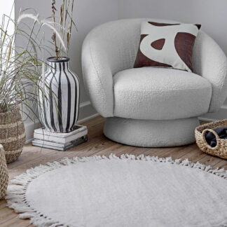 Bloomingville villamatto hapsuilla pyöreä 110 cm luonnonväri