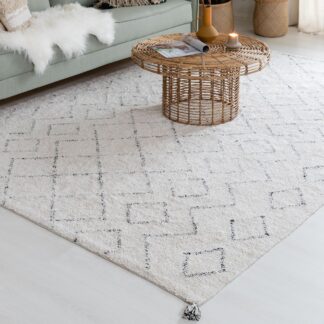 Fanni K Hanki puuvillamatto 140x200 cm valkoinen/musta