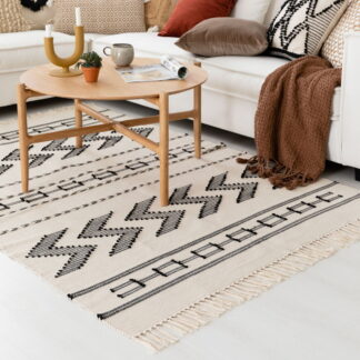 Kaiku puuvillamatto 80x150 cm luonnonväri/musta