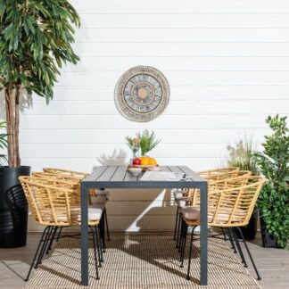 Saarni-Lehmus 6-hengen ruokailuryhmä musta/luonnonväri