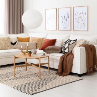 Viiru puuvillamatto 200x300 cm luonnonväri/musta