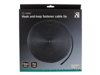 Deltaco CM1015S, Hook & loop cable tie, Velcro, Musta, 15 m, 10 mm, 1 kpl