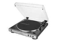 Audio-Technica AT-LP60XUSB, Hihnakäyttöinen levysoitin, Täysin automaattinen, Harmaa, Metallinen, Alumiini, 33 1/3,45 RPM, DC-servomoottori