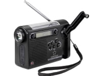 Matkalaukkuradio Renkforce RF-CR-200 FM, AM (1018), KW ladattava, aurinkopaneeli, luuri, hälytys, taskulamppu Musta