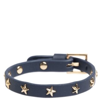 DARK Leather Star Stud Bracelet Mini ─ Navy Blue