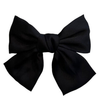 DARK Satin Bow Hair Clip – Black