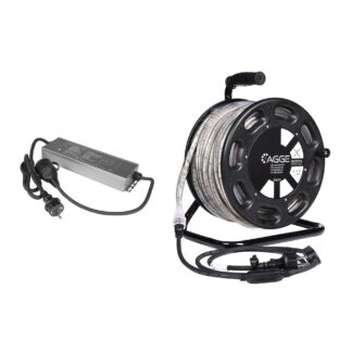 LED-nauha / Työvalo AGGE 230V - 1500 lm/m, 25 m - Kela, Nauha virtajohdolla + PowerBank