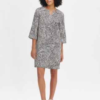 Nanso JÄLKI lyhyt kangasmekko - musta-luonnonvalkoinen