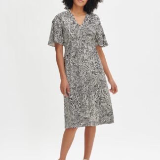 Nanso JÄLKI midi kangasmekko - musta-luonnonvalkoinen