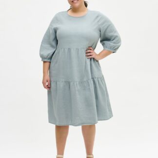 Nanso SARALIA midi pellavamekko - siniharmaa