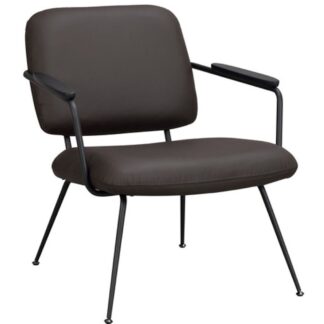 Rowico Home Prescott lounge tuoli ruskea nahka/musta metalli