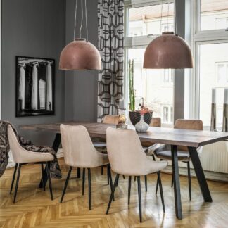 Rowico Home Fred-Sierra 6-hengen ruokailuryhmä tummanruskea/beige