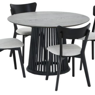 Suoma-Koto saarni 4-hengen pyöreä ruokailuryhmä savunharmaa/musta, hiekka Chelse