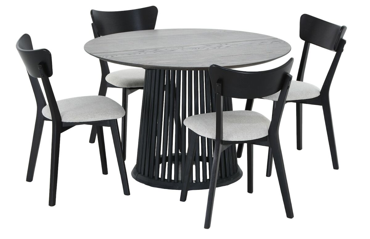 Suoma-Koto saarni 4-hengen pyöreä ruokailuryhmä savunharmaa/musta, hiekka Chelse