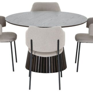 Villa-Enzo 4-hengen pyöreä ruokailuryhmä savutammi/beige