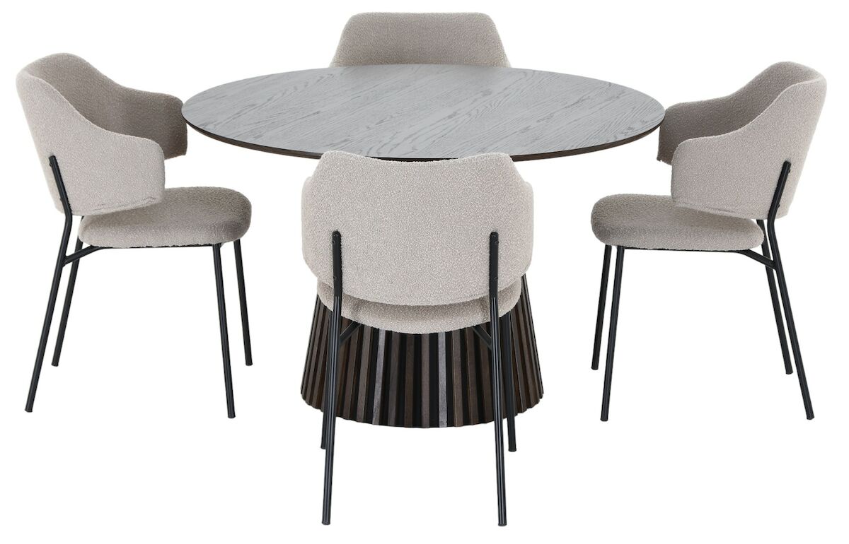 Villa-Enzo 4-hengen pyöreä ruokailuryhmä savutammi/beige