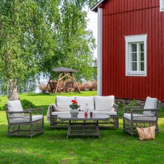 Visby sohvaryhmä ruskeanharmaa, hiekka pehmusteet