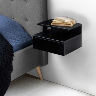 Ashlan seinään kiinnitettävä yöpöytä musta