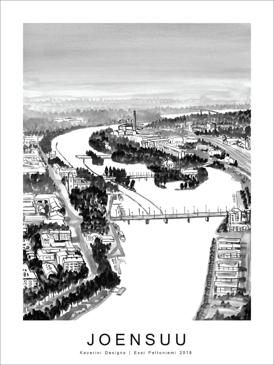 Kaverini Joensuu kaupunkijuliste 30x40 cm