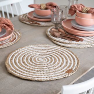 Kieppi pöytätabletti Ø38 cm luonnonväri/valkoinen