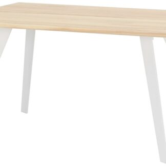 Saarni ruokapöytä 140x90 cm lakattu saarni, valkoinen metallijalka