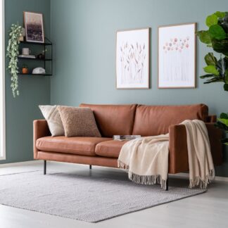 Scandic Copenhagen 3-istuttava sohva konjakinruskea Kentucky 9, mustat jalat