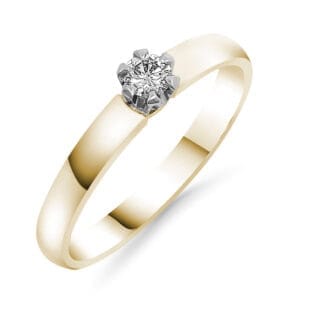 Silván Solitaire timanttisormus 0,10ct, keltakultaa, vihkisormukset