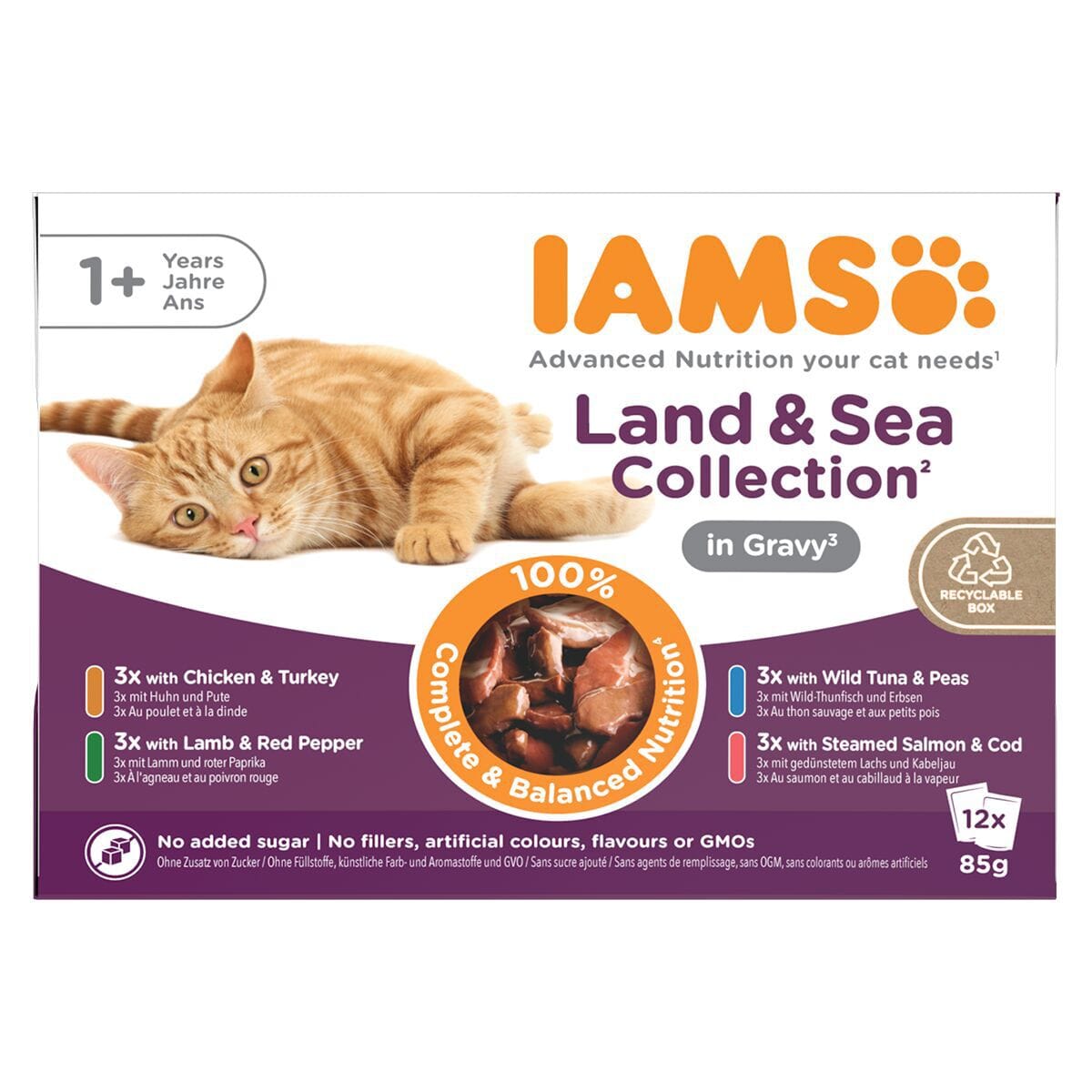 Iams Advanced Nutrition Adult Gravy Liha- & kalalajitelma 12 x 85 g
